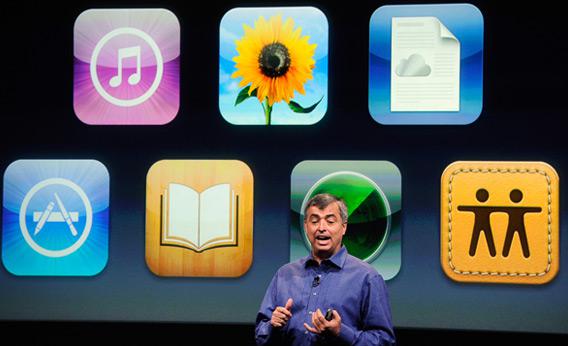 Apple's Eddy Cue introduces the iPhone 4S on Oct. 4.