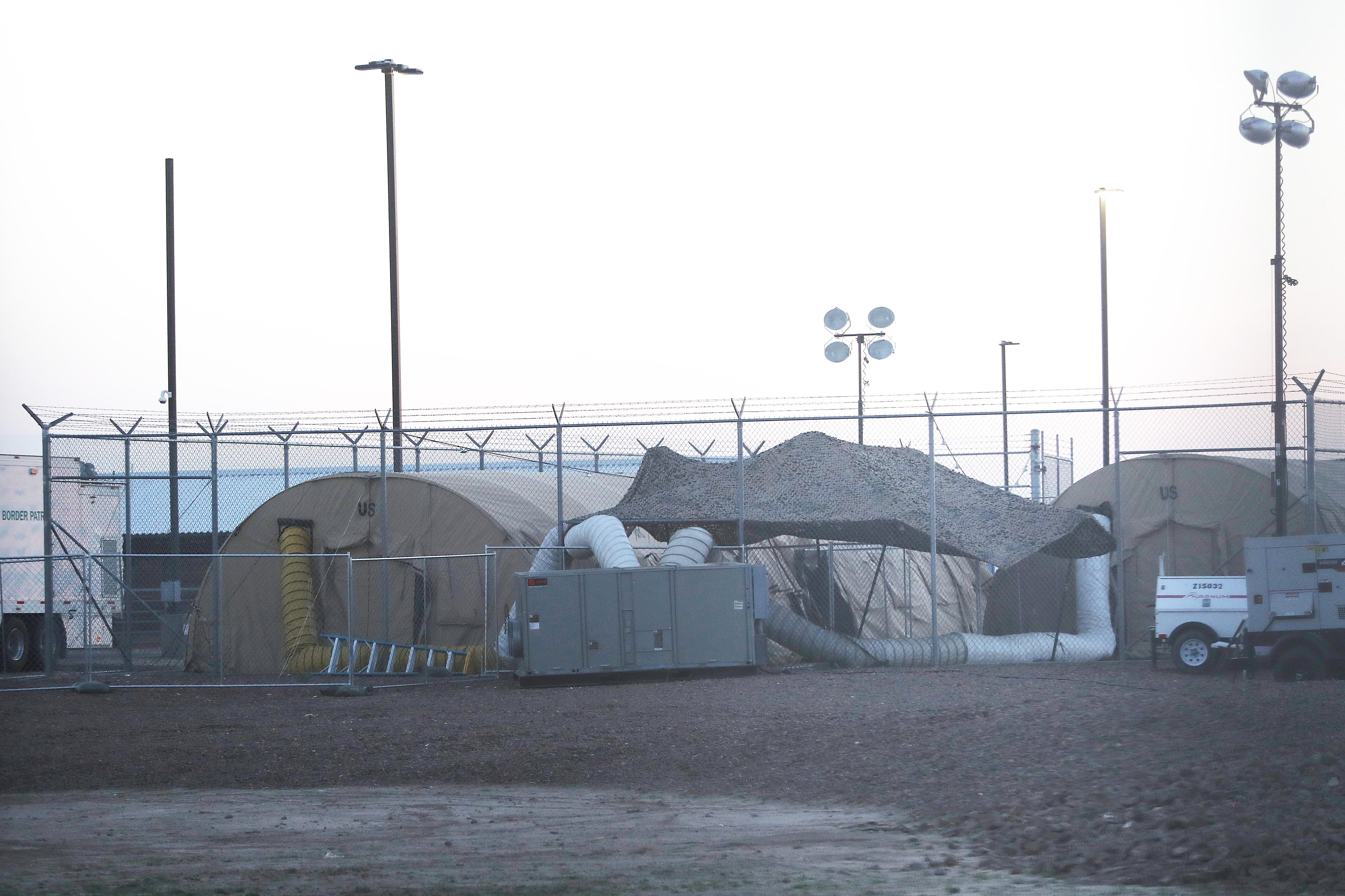 Tents at the U.S. Border Patrol station where lawyers reported that detained migrant children were held unbathed and hungry on June 25, 2019 in Clint, Texas. 