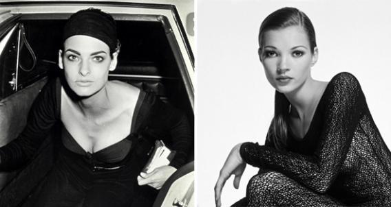 Linda Evangelista in April 1990, left, and Kate Moss in January 1993. 