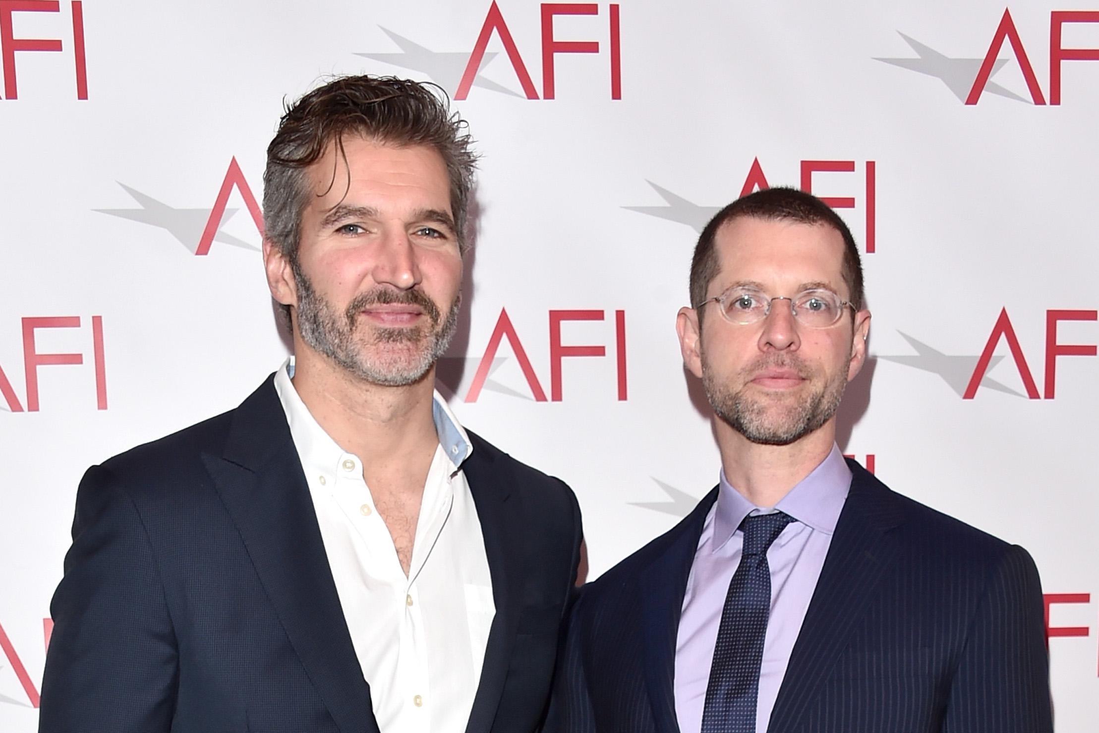 Benioff and Weiss on the red carpet.