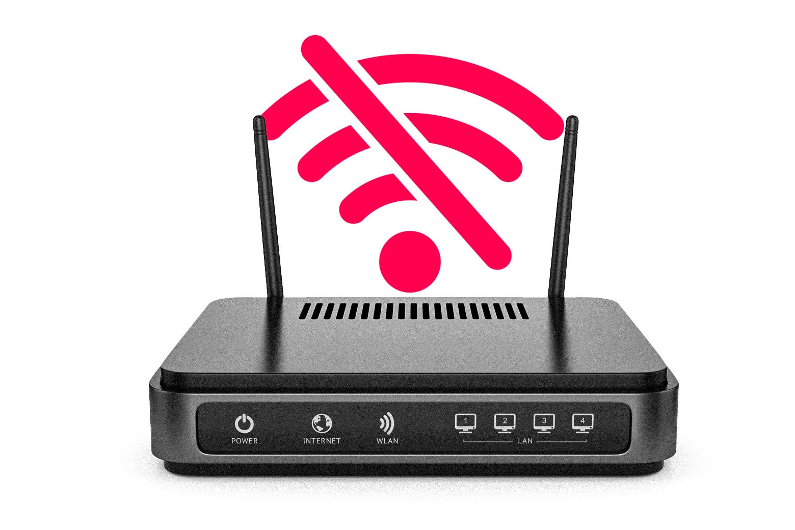 Wi-Fi disconnection icon above a router