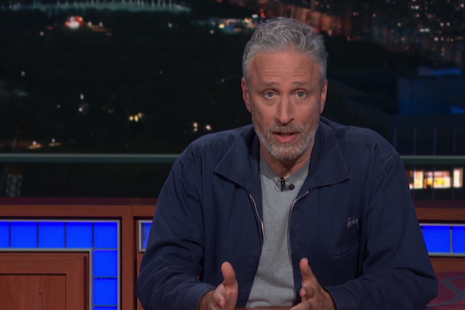John Stewart on the Late Show with Stephen Colbert.