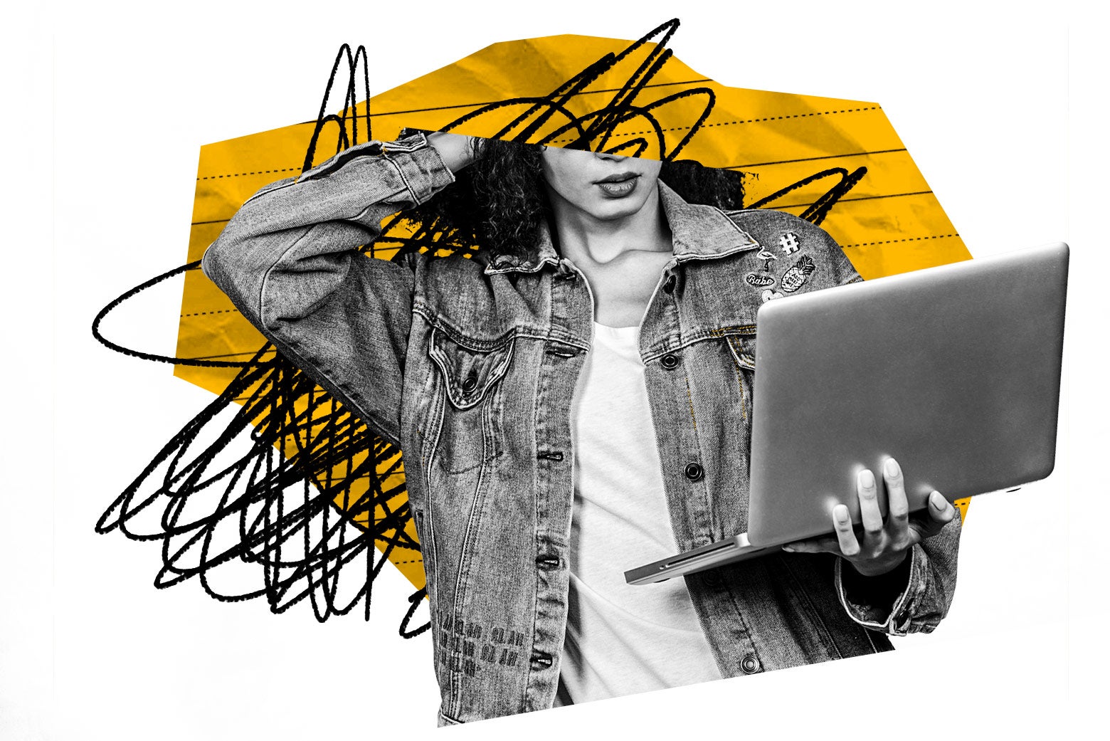 A teenage girl holds a laptop.