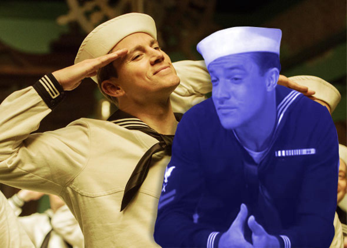 Channing Tatum in Hail, Caesar! and Gene Kelly in Anchors Aweigh.