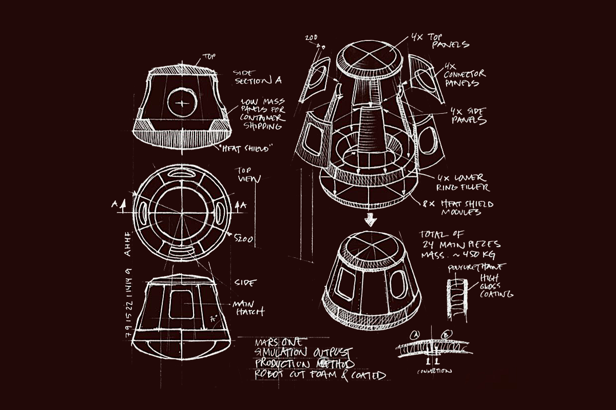 An early sketch of Phase A of Mars One's mission design. 