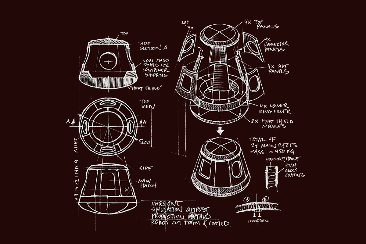An early sketch of Phase A of Mars One's mission design.