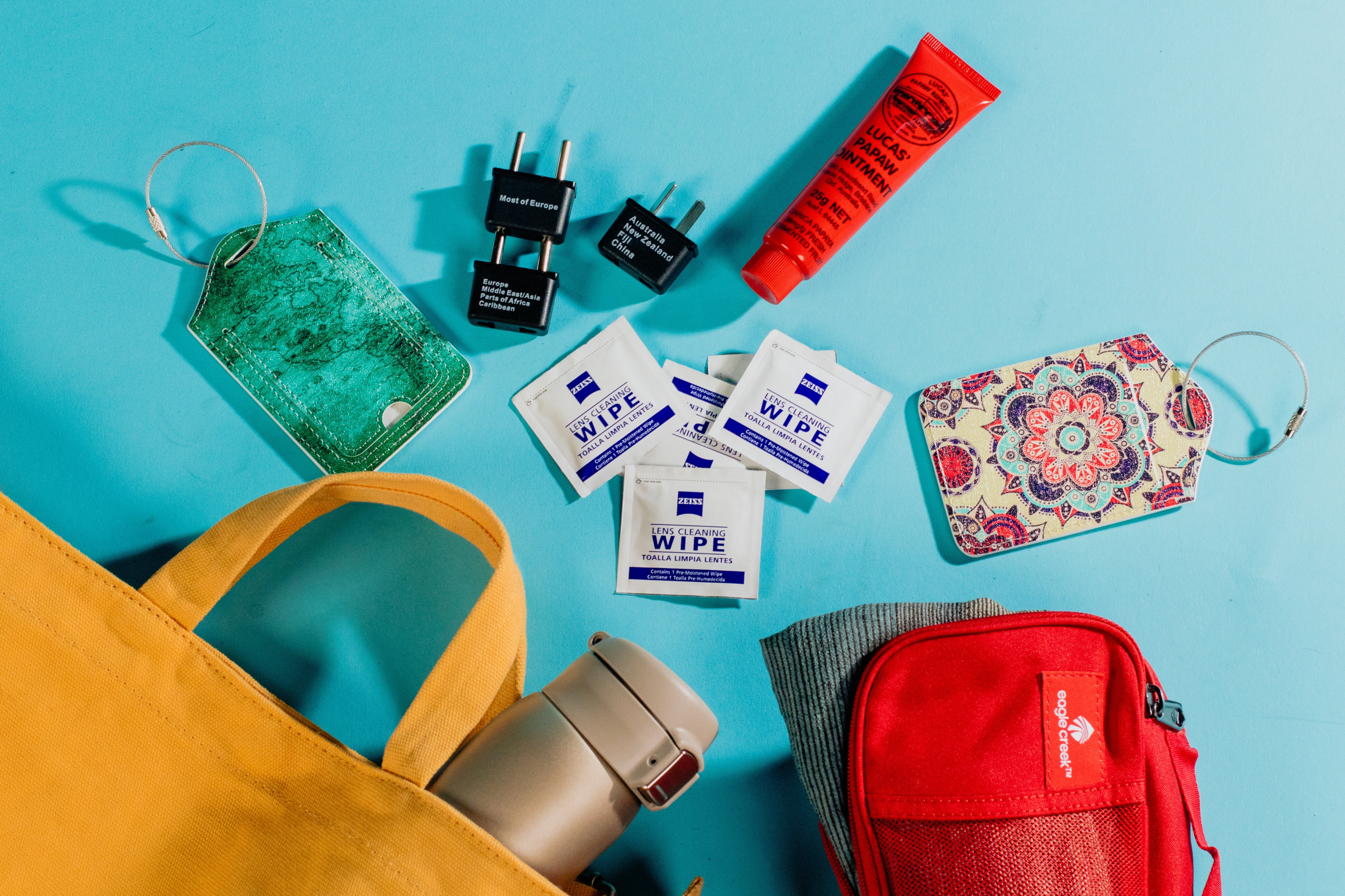 assorted travel kit items