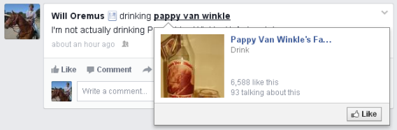 Facebook emoji links to Pappy Van Winkle's Facebook page