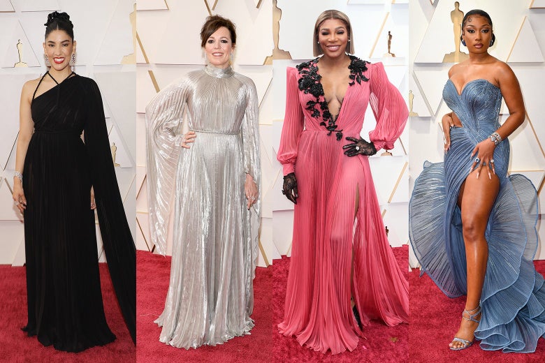 Stephanie Beatriz, Olivia Colman, Serena Williams, and Megan Thee Stallion on the Oscars red carpet.