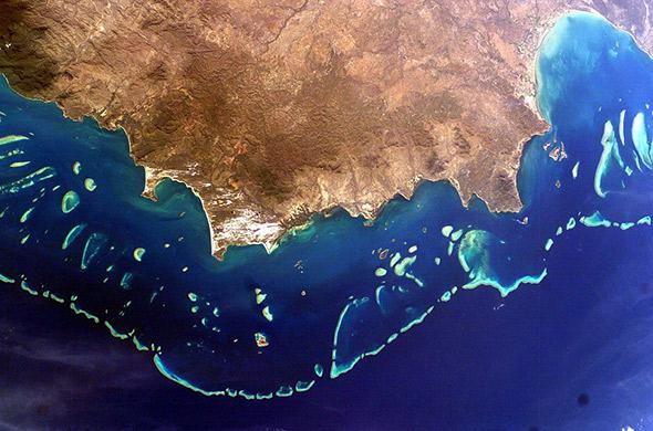 The Great Barrier Reef, seen from the International Space Station.