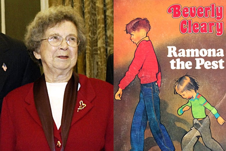 Beverly Cleary and the cover of Ramona the Pest.