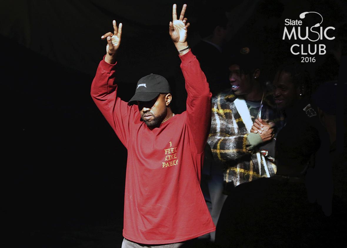 Kanye West acknowledges attendees before his Yeezy Season 3 Collection presentation and listening party for the "The Life of Pablo" album during New York Fashion Week February 11, 2016. 