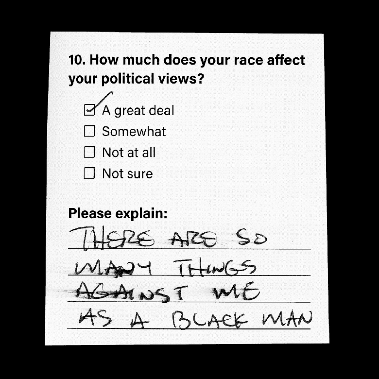 A handwritten response to a question on the survey.