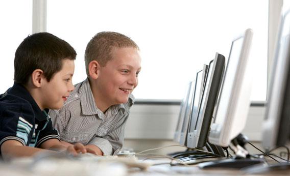 Kids on computers.