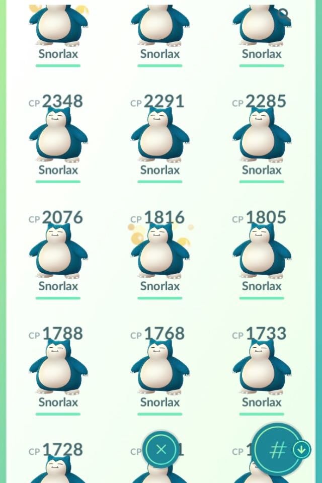 Just an entire screen full of Snorlaxes