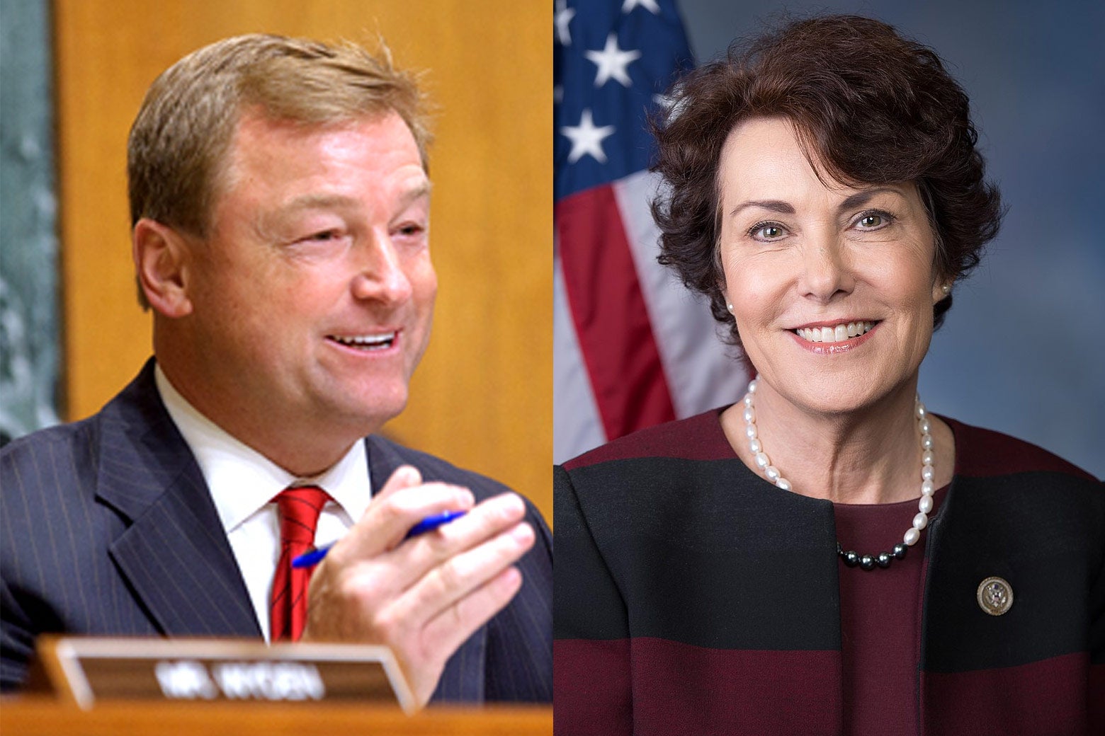Side by side of Dean Heller and Jacky Rosen.