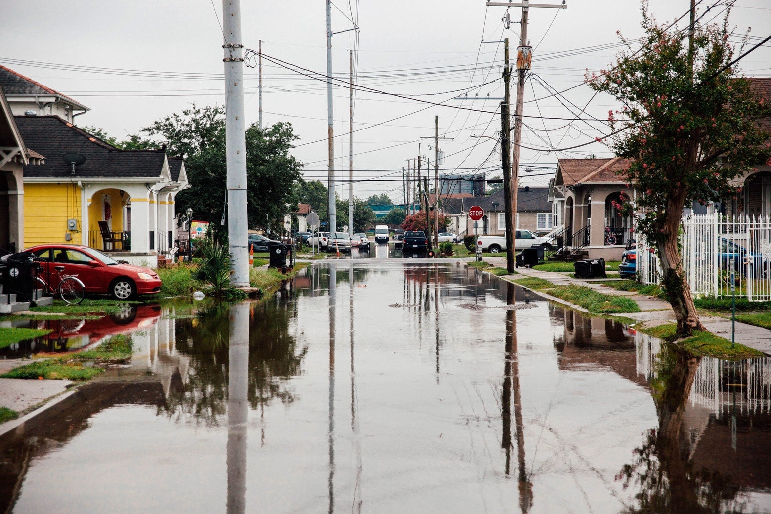 A flooded street in New Orleans.