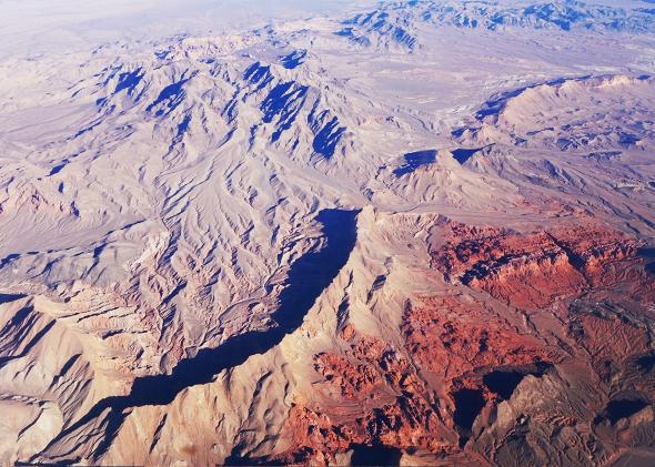 Nevada Desert Mountain Landscape Aerial View.