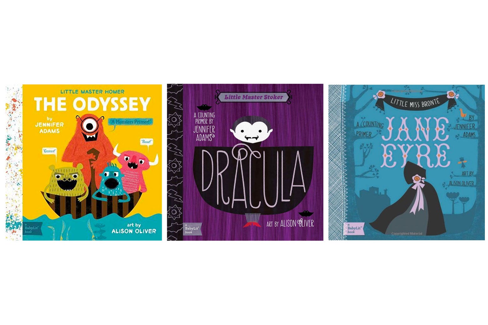 The Odyssey, Dracula, Jane Eyre covers