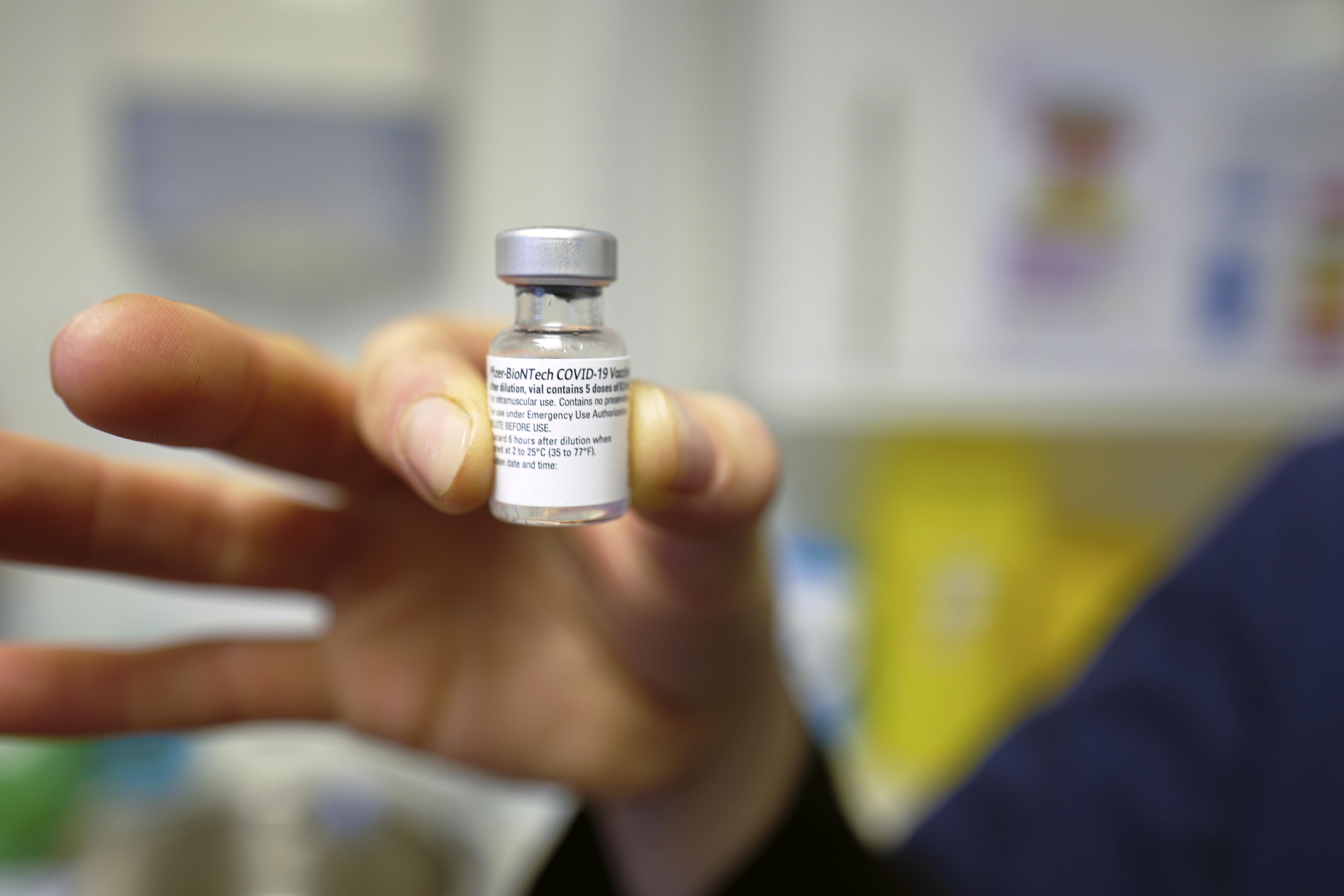 The Pfizer-BioNTech Covid-19 vaccination vial.