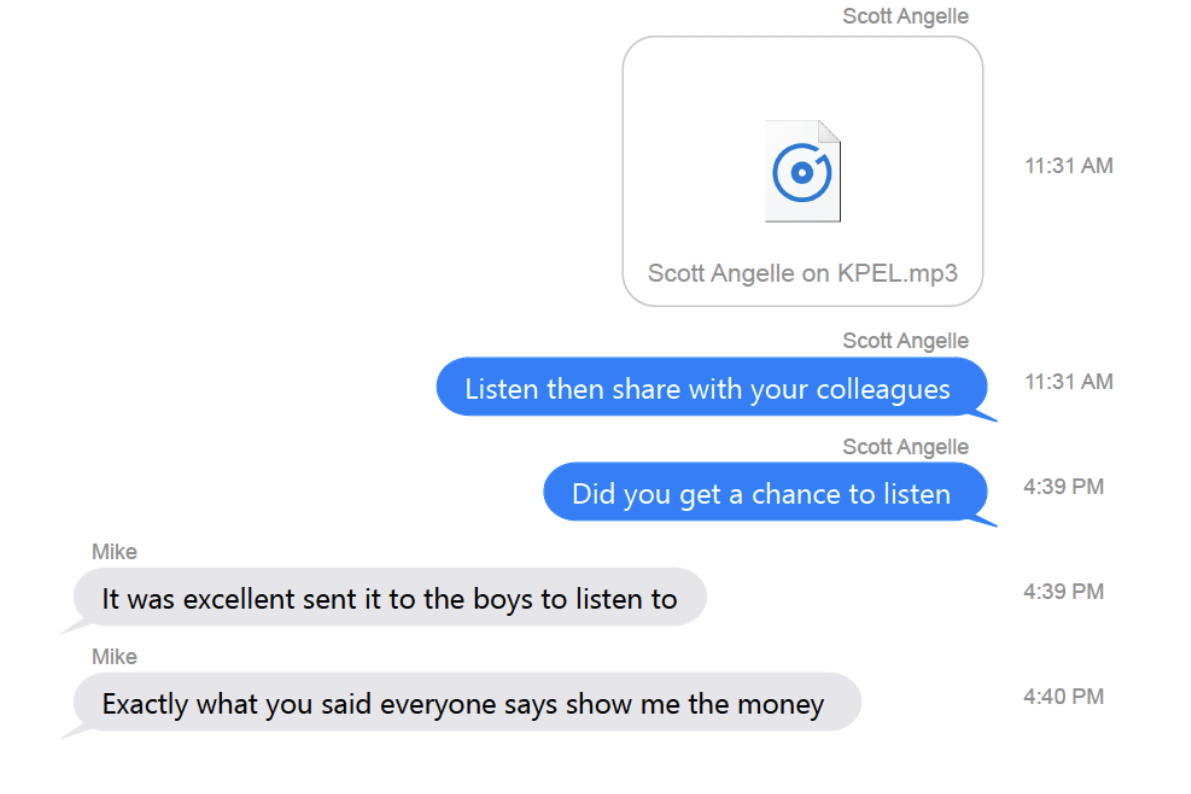 Screenshot of a text conversation