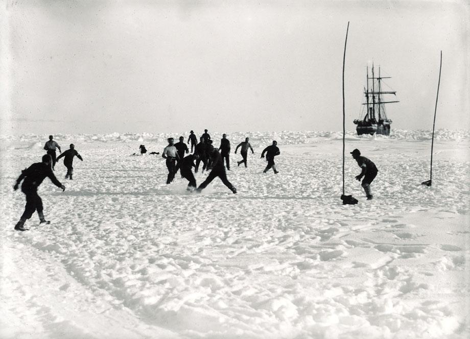 Shackleton's Antarctic Expedition, Ernest Shackleton, Frank Hurley, Antarctica, The Ralls Collection, football, soccer, game, Eleven-a-side