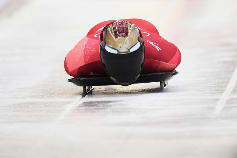 PYEONGCHANG-GUN, SOUTH KOREA - FEBRUARY 16:  Sungbin Yun of Korea slides on his way to winning the Men's Skeleton at Olympic Sliding Centre on February 16, 2018 in Pyeongchang-gun, South Korea.  (Photo by Quinn Rooney/Getty Images)