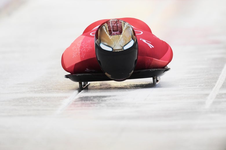 PYEONGCHANG-GUN, SOUTH KOREA - FEBRUARY 16: Sungbin Yun of Korea slides on his way to winning the Men's Skeleton at Olympic Sliding Centre on February 16, 2018 in Pyeongchang-gun, South Korea. (Photo by Quinn Rooney/Getty Images)
