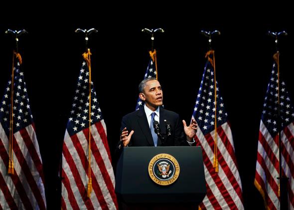 President Obama speaks on economic themes at the Center for American Progress December 4, 2013 in Washington, DC. 
