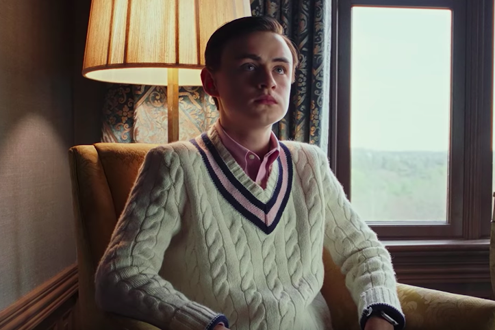 Jaeden Martell in a fancy sweater in Knives Out.
