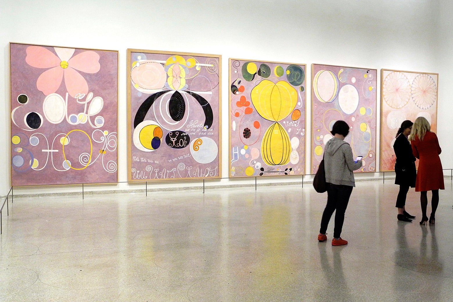 Art by Swedish painter Hilma af Klint (1862-1944) hang at the Guggenheim Museum's "Paintings for the Future."
