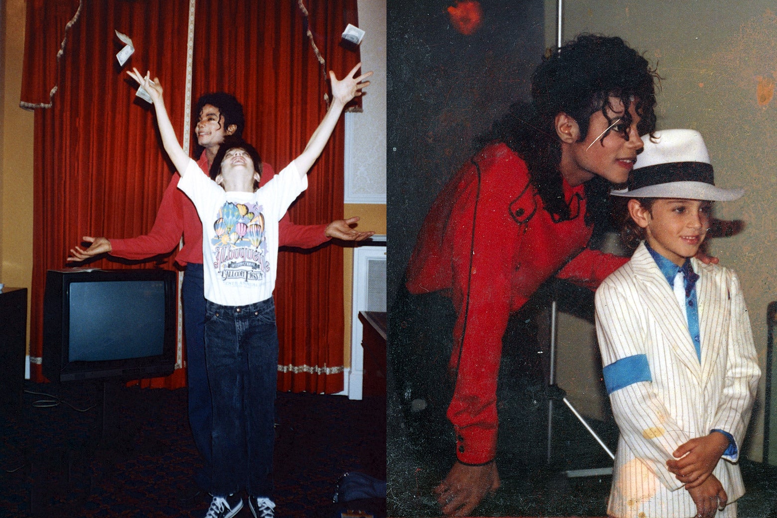 Michael Jackson with James Safechuck and Michael Jackson with Wade Robson.