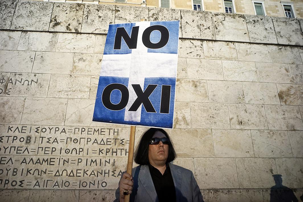 Demonstrators during a rally in Athens, Greece.