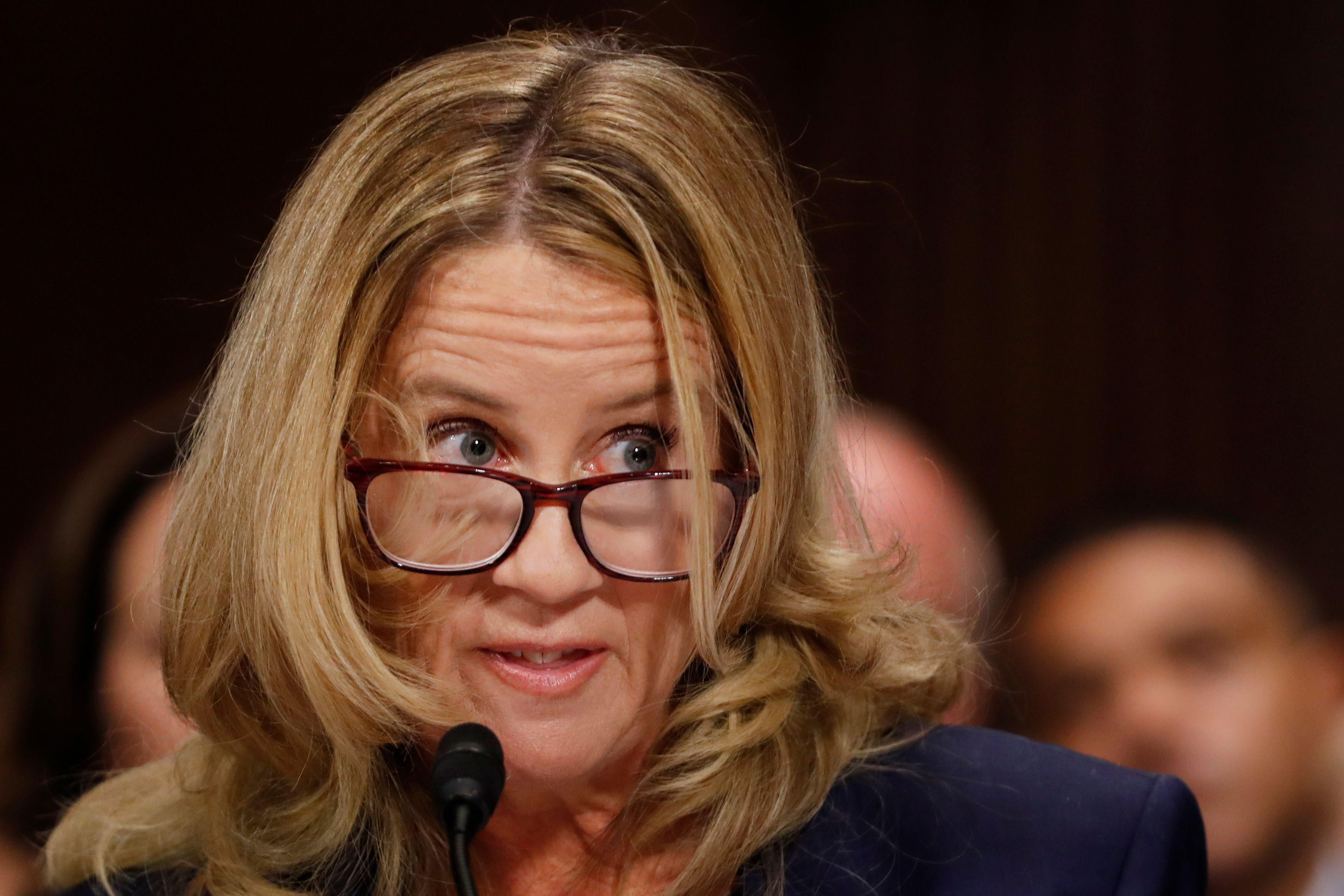 Christine Blasey Ford during her testimony at the Senate Judiciary Committee.