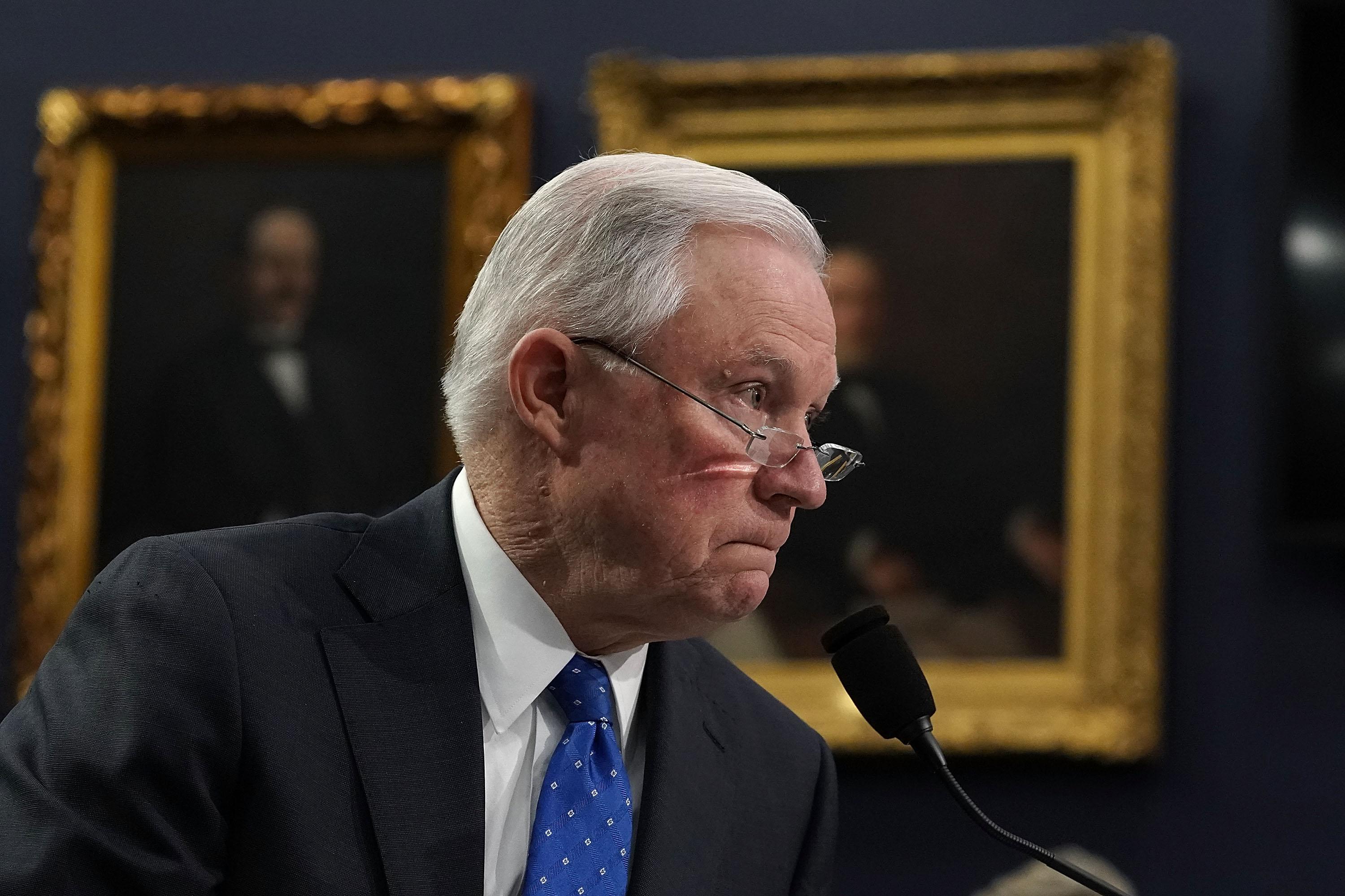 Attorney General Jeff Sessions testifies during a hearing before the Commerce, Justice, Science, and Related Agencies Subcommittee of the House Appropriations Committee on April 26, 2018 on Capitol Hill in Washington, D.C. 