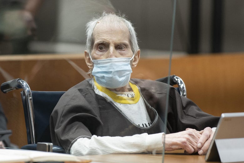 Robert Durst looks on during his sentencing hearing at the Airport Courthouse in Los Angeles on October 14, 2021.