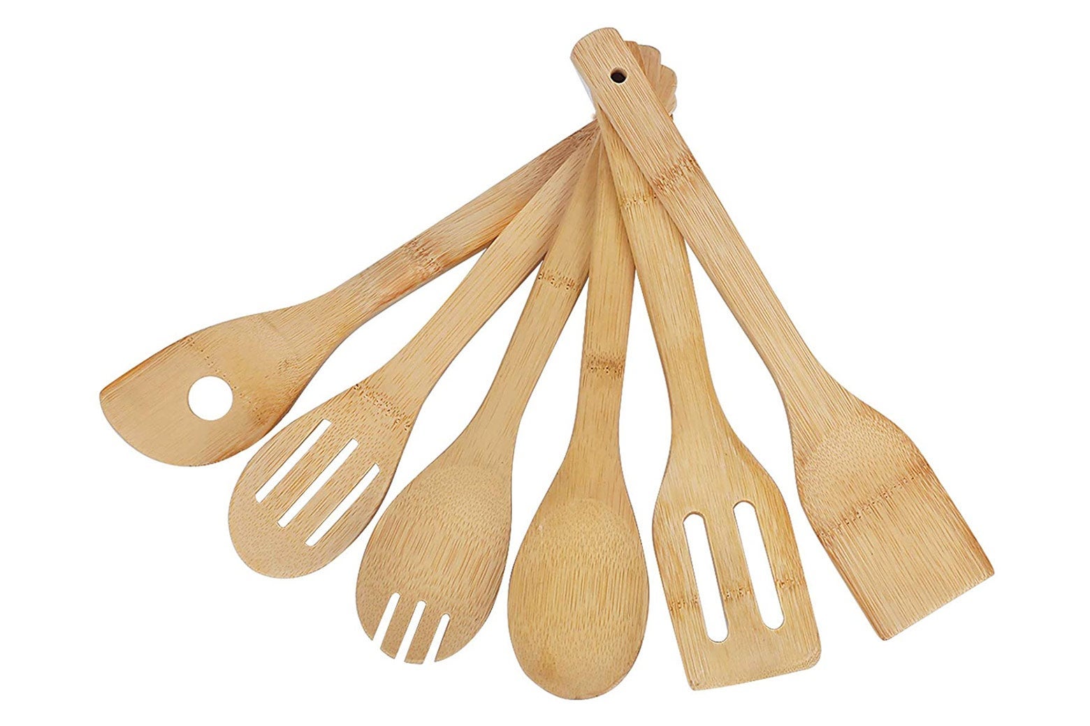 A variety pack of bamboo utensils.