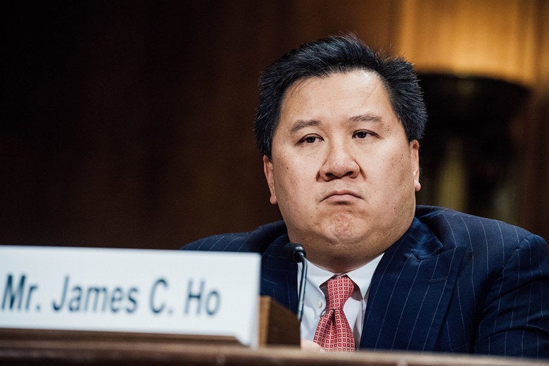 James C. Ho testifies during his Senate Judiciary Committee confirmation hearing on Nov. 15.