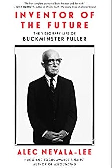 Cover of book Inventor of the Future, with photo of Buckminster Fuller 