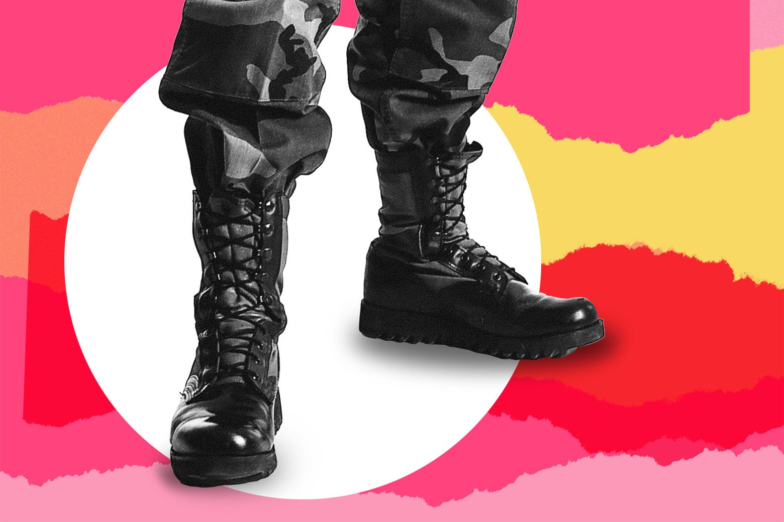 Care and Feeding background with combat boots and camo pants.