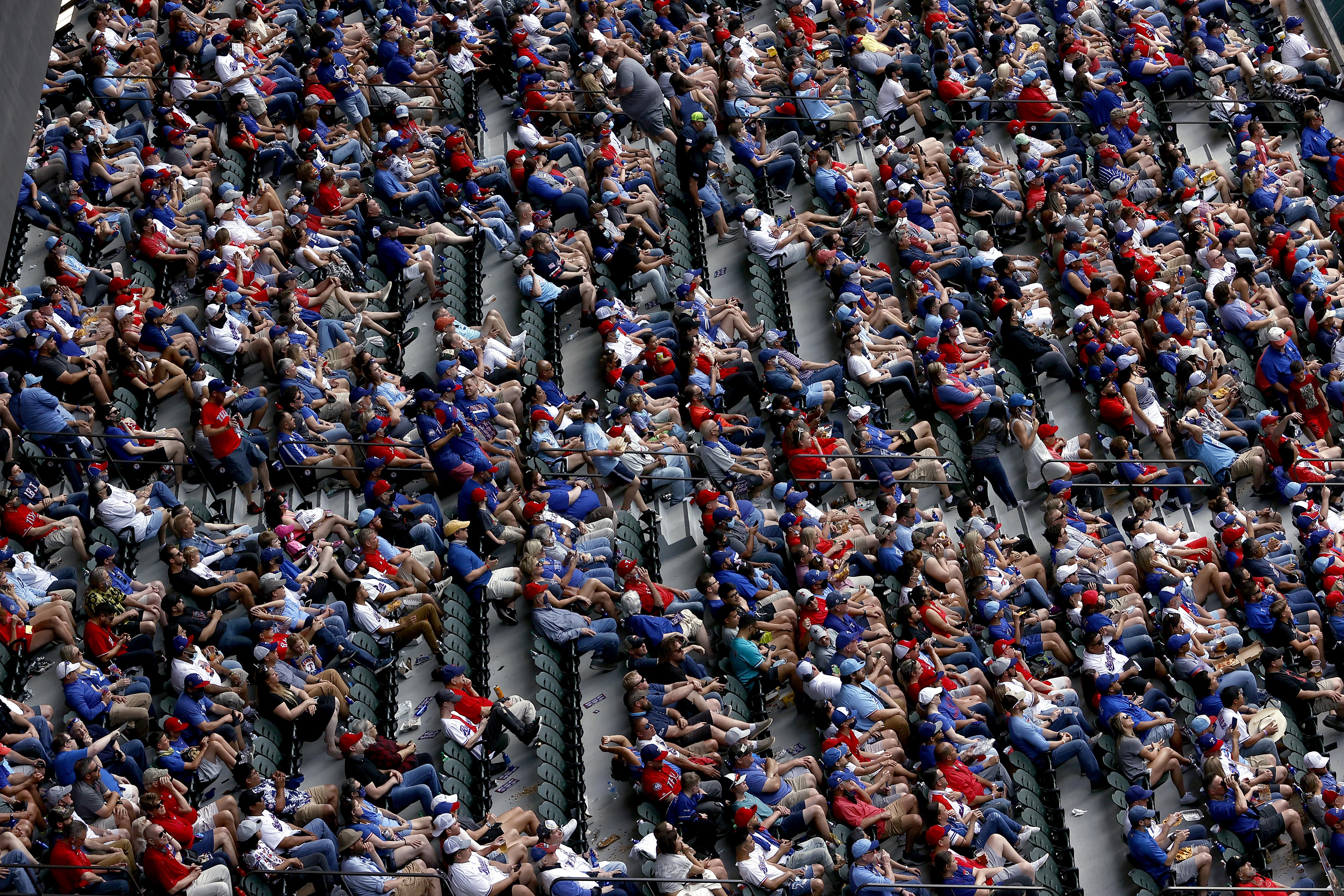 Row after row of Texas Rangers fans.