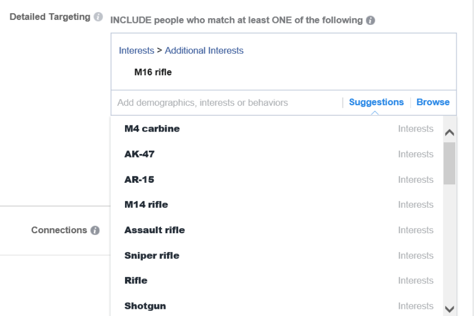Facebook's ad targeting tool.
