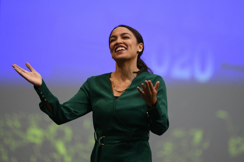 Rep. Alexandria Ocasio-Cortez (D-NY) takes the stage before speaking at the Climate Crisis Summit at Drake University on November 9, 2019 in Des Moines, Iowa. 
