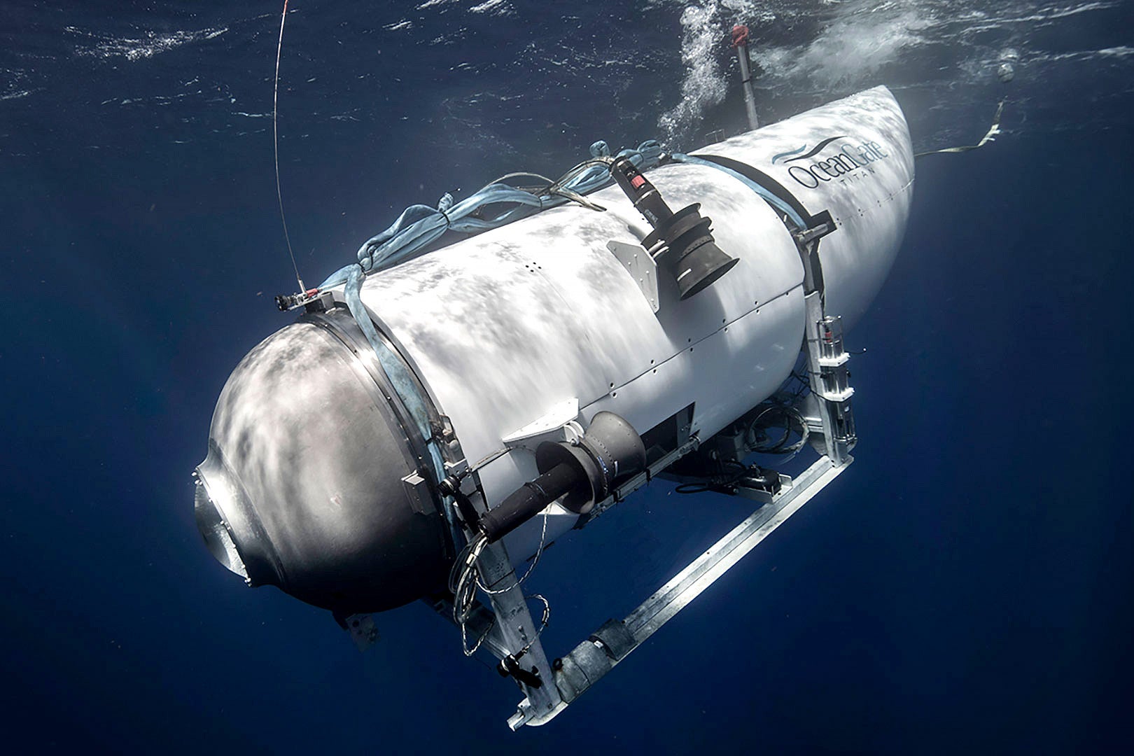 A submersible under water. 