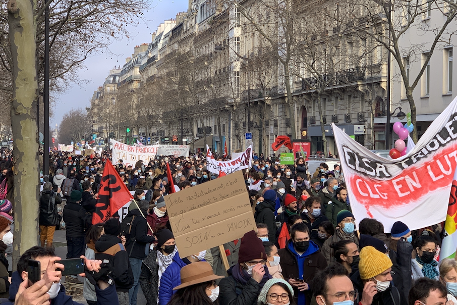 Teachers march for better working conditions in Paris on Thursday, January 13th. 