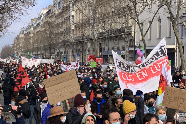 Teachers march for better working conditions in Paris on Thursday, January 13th. 