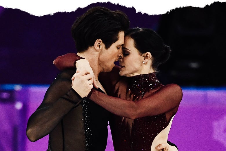 Tessa Virtue and Scott Moir of Canada compete in the ice dance free dance of the figure skating event during the 2018 Pyeongchang Winter Games on Tuesday.