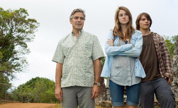 Still of George Clooney, Shailene Woodley and Nick Krause in The Descendants