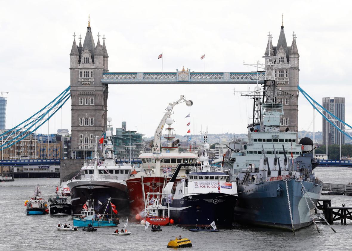 A flotilla of fishing vessels campaigning to leave the European Union