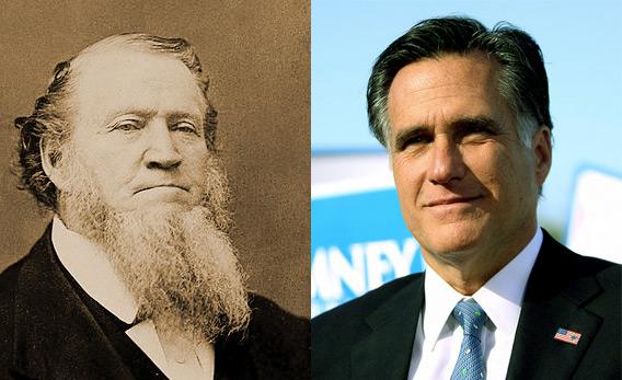 Brigham Young (left) and Mitt Romney (right)
